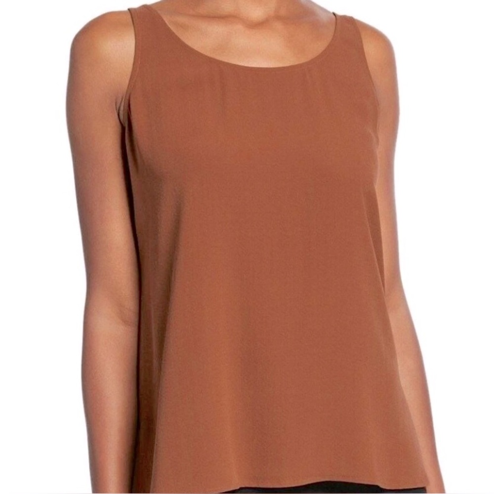 EILEEN FISHER Russet Nutmeg Silk Tank Top Size Small